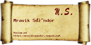 Mravik Sándor névjegykártya