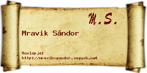 Mravik Sándor névjegykártya
